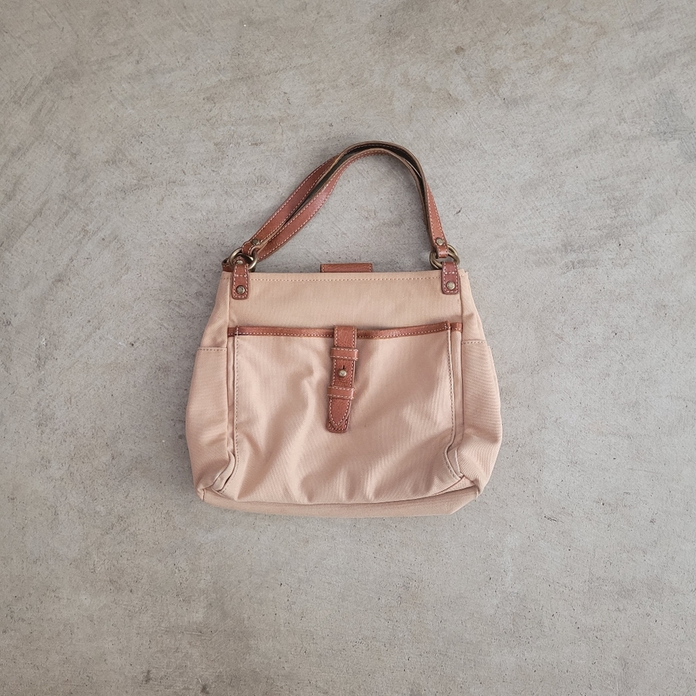 Fossil Canvas & Leather Square Bag